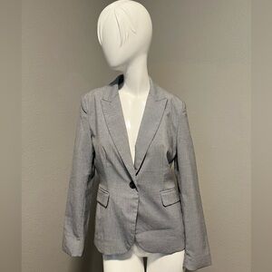 ZARA Women’s Gray /Black One Button Tailored Houndtooth LS Blazer Size 6